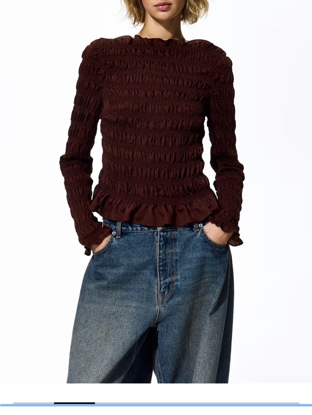 H&M Smocked Long-Sleeve Top